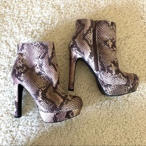 Faux Snakeskin Ankle Boots